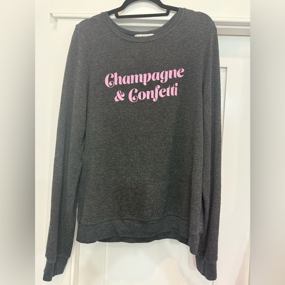 Wildfox Black Sweater with Pink Text